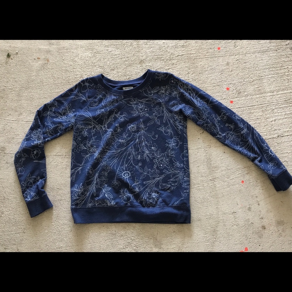 White and Blue floral crewneck - Picture 1 of 5